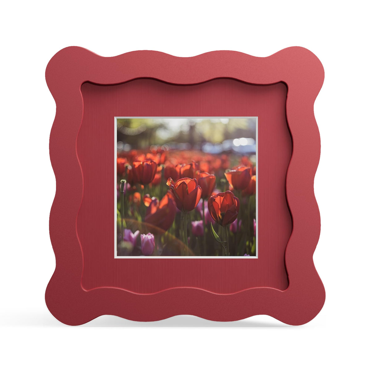 4x6 Picture Frame with Mat for 3.5x5, Wavy Edge Wooden Real Glass Photo Frame for Tabletop and Wall Hanging, Green, 1 Pack
