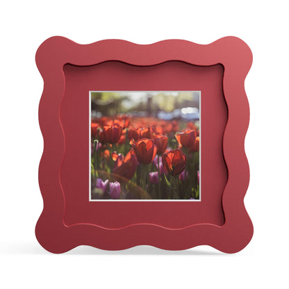 4x6 Picture Frame with Mat for 3.5x5, Wavy Edge Wooden Real Glass Photo Frame for Tabletop and Wall Hanging, Green, 1 Pack