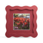 4x6 Picture Frame with Mat for 3.5x5, Wavy Edge Wooden Real Glass Photo Frame for Tabletop and Wall Hanging, Green, 1 Pack