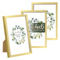 upsimples 4x6 Picture Frame Glass, Thin Border, Gold Photo Frames, 3 Pack