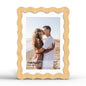 4x6 Picture Frame with Mat for 3.5x5, Wavy Edge Wooden Real Glass Photo Frame for Tabletop and Wall Hanging, Green, 1 Pack