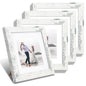 iRahmen 8x10 Picture Frame Set of 4, High Definition Real Glass Rustic Brown Frame, 8 x 10 Wood Photo Frames for Desktop Display and Wall Mounting