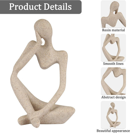 Sandstone Resin Thinker Statue Style Abstract Sculpture, Sandstone, Left