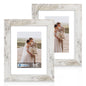 Hongkee 5x7 Picture Frame Set of 2, Real Glass and Wood Frame for Mat 4x6