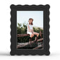 4x6 Picture Frame with Mat for 3.5x5, Wavy Edge Wooden Real Glass Photo Frame for Tabletop and Wall Hanging, Green, 1 Pack