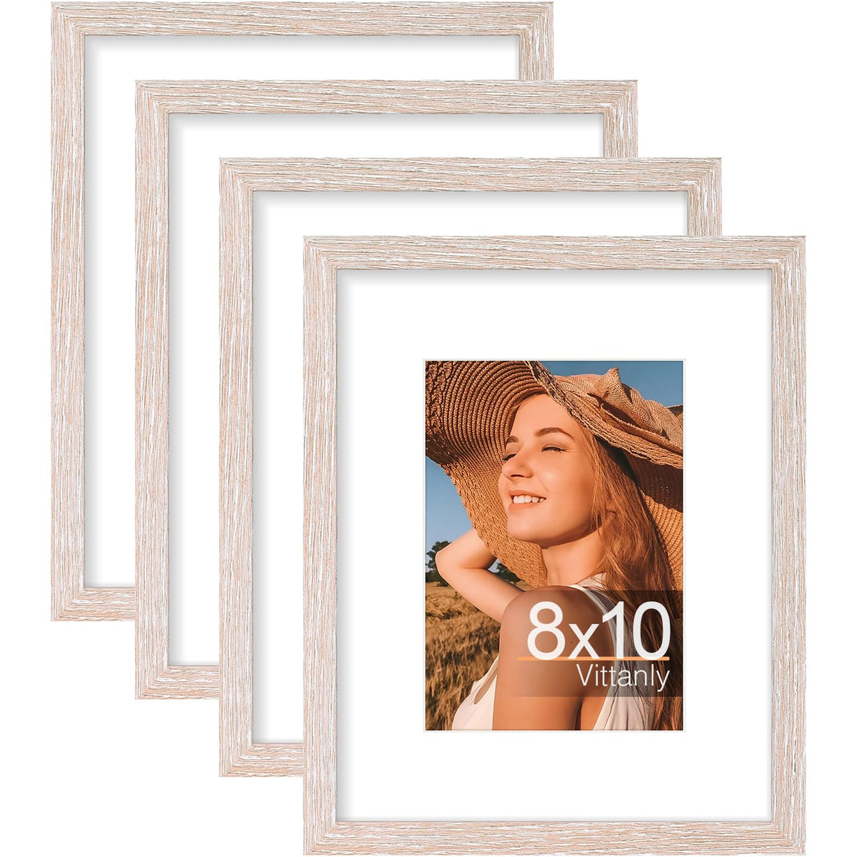 Vittanly 8x10 Picture Frames Set of 4, for Wall or Tabletop, Pale Pink