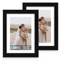 Hongkee 5x7 Picture Frame Set of 2, Real Glass and Wood Frame for Mat 4x6