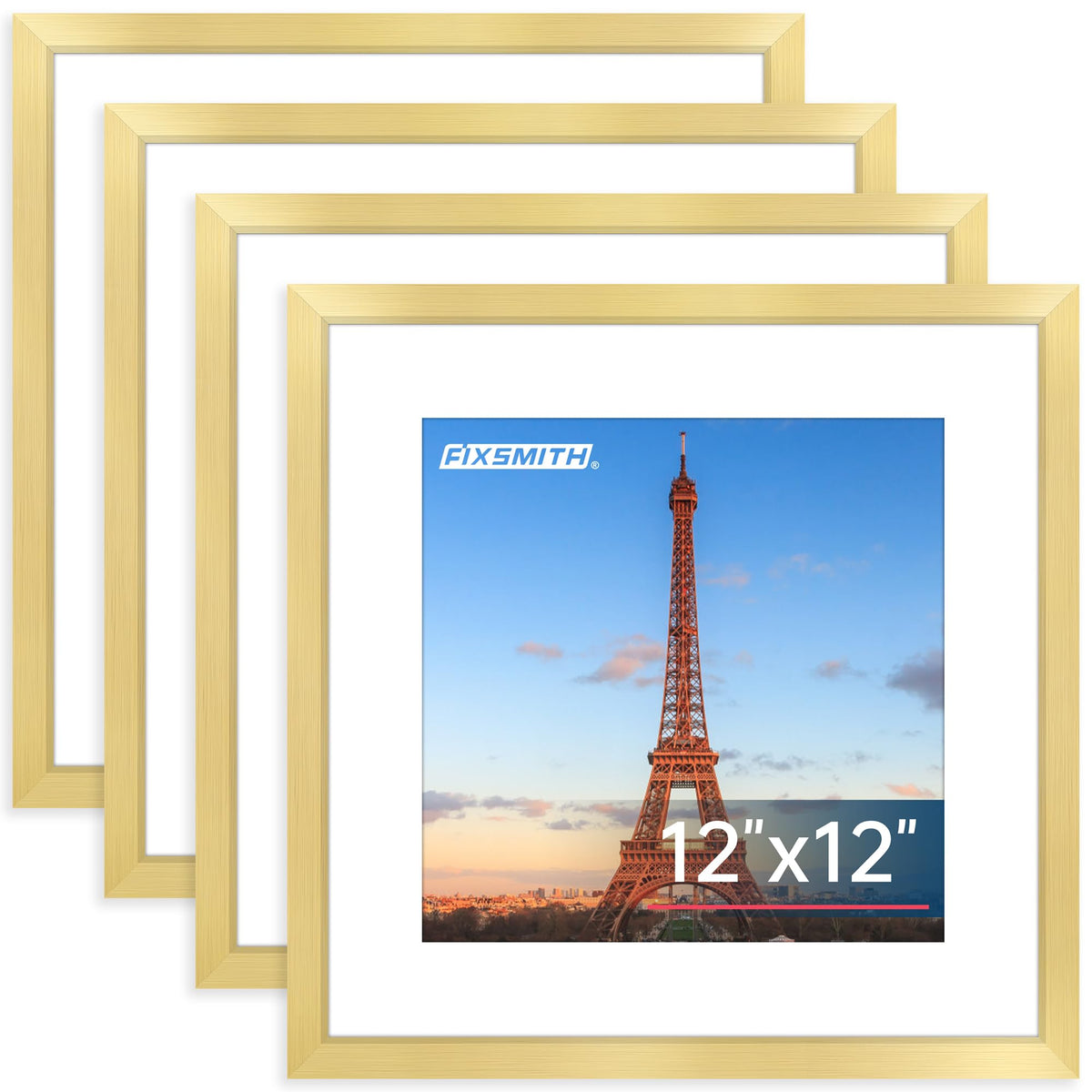 FIXSMITH 5x7 Picture Frame Bulk-4 Pack, Gold Picture Frames Collage Wall Decor, Wall & Tabletop Picture Frames, Photo Frame with HD Plexiglass, Display Pictures 4x6 with Mat or 5x7 Without Mat