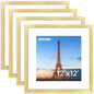 FIXSMITH 5x7 Picture Frame Bulk-4 Pack, Gold Picture Frames Collage Wall Decor, Wall & Tabletop Picture Frames, Photo Frame with HD Plexiglass, Display Pictures 4x6 with Mat or 5x7 Without Mat