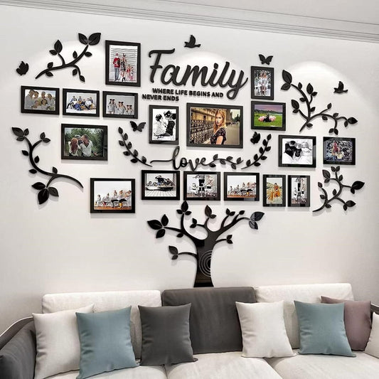 Picture Frames Collage Wall Decor - Family Tree Wall Decor for Living Room 4x6 5x7 8x10 11x14 3D DIY-Acrylic Family Wall Decor Photo Collage Frame for Wall