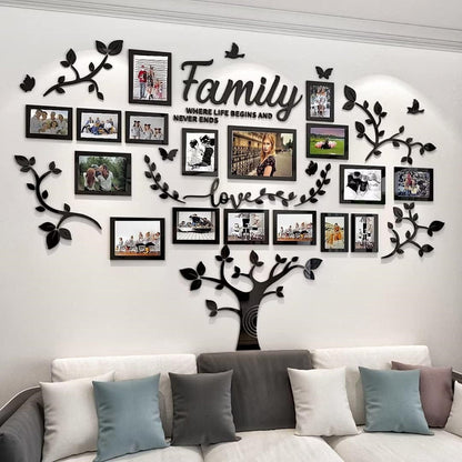 Picture Frames Collage Wall Decor - Family Tree Wall Decor for Living Room 4x6 5x7 8x10 11x14 3D DIY-Acrylic Family Wall Decor Photo Collage Frame for Wall