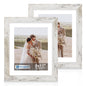 Hongkee 5x7 Picture Frame Set of 2, Real Glass and Wood Frame for Mat 4x6