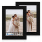 Hongkee 5x7 Picture Frame Set of 2, Real Glass and Wood Frame for Mat 4x6