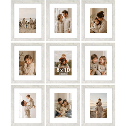 Vittanly 8x10 Picture Frames Set of 9 for Wall or Tabletop Display, Gold