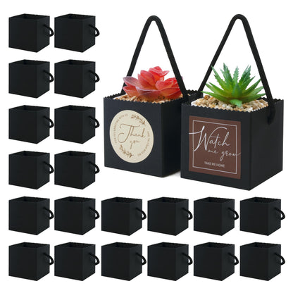 Temlum 2.5 Inch Succulent Wrap Bags (Fits 2.5″ Pots) with Thank You & Let Love Grow Stickers, Small Gift Box for Wedding, Baby Shower, Succulent Party Favors for Guests (Brown 40pcs)