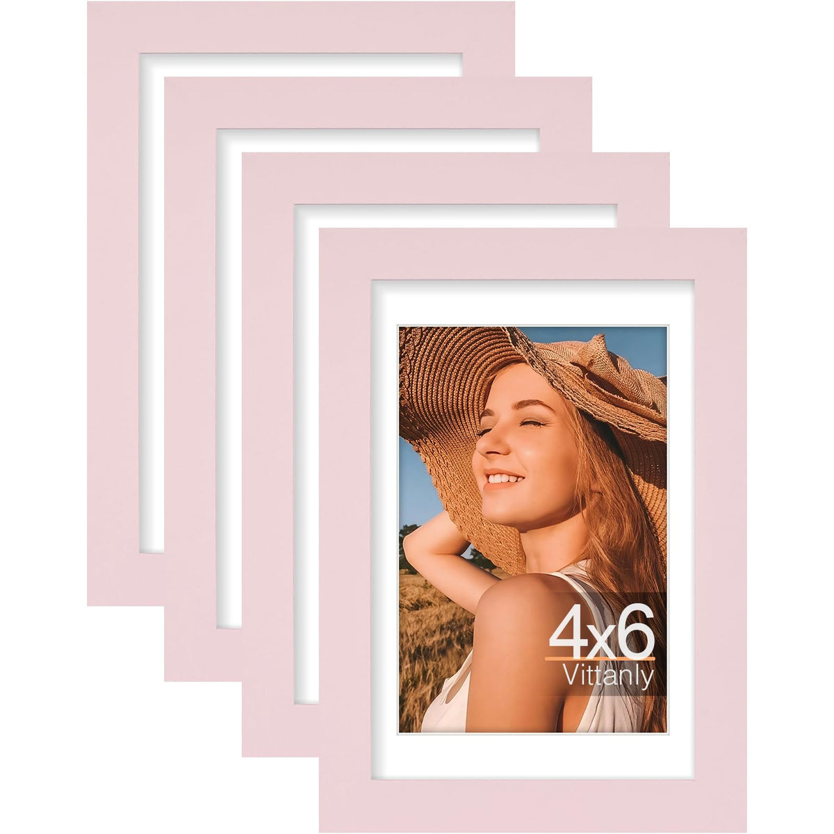 Vittanly 8x10 Picture Frames Set of 4, for Wall or Tabletop, Pale Pink