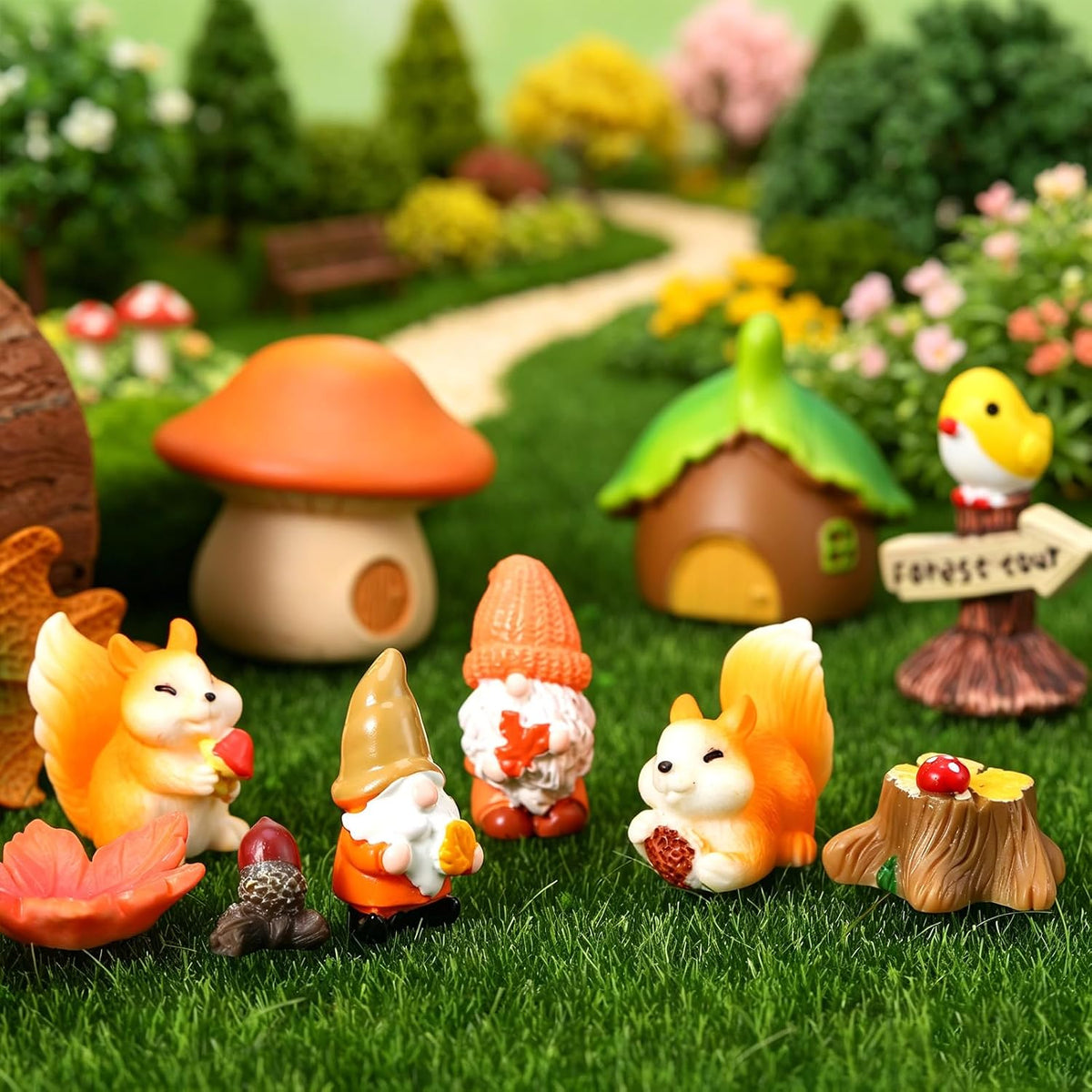 Fairy Garden Accessories 30Pcs Mini Fall Resin Figurines