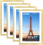 FIXSMITH 5x7 Picture Frame Bulk-4 Pack, Gold Picture Frames Collage Wall Decor, Wall & Tabletop Picture Frames, Photo Frame with HD Plexiglass, Display Pictures 4x6 with Mat or 5x7 Without Mat