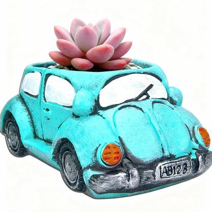 Cute Succulent Plants Pots, Small Planter Pots with Drainage Hole, Flower Pots for Home Indoor Outdoor Garden Decoration (Purple Bus)
