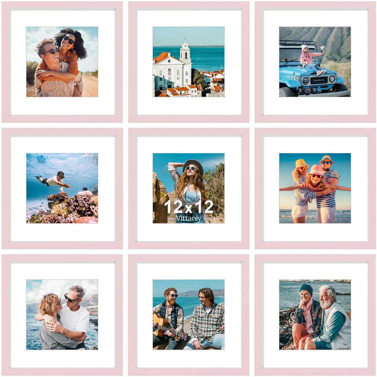 Vittanly 8x10 Picture Frames Set of 9 for Wall or Tabletop Display, Gold