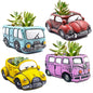 Cute Succulent Plants Pots, Small Planter Pots with Drainage Hole, Flower Pots for Home Indoor Outdoor Garden Decoration (Purple Bus)