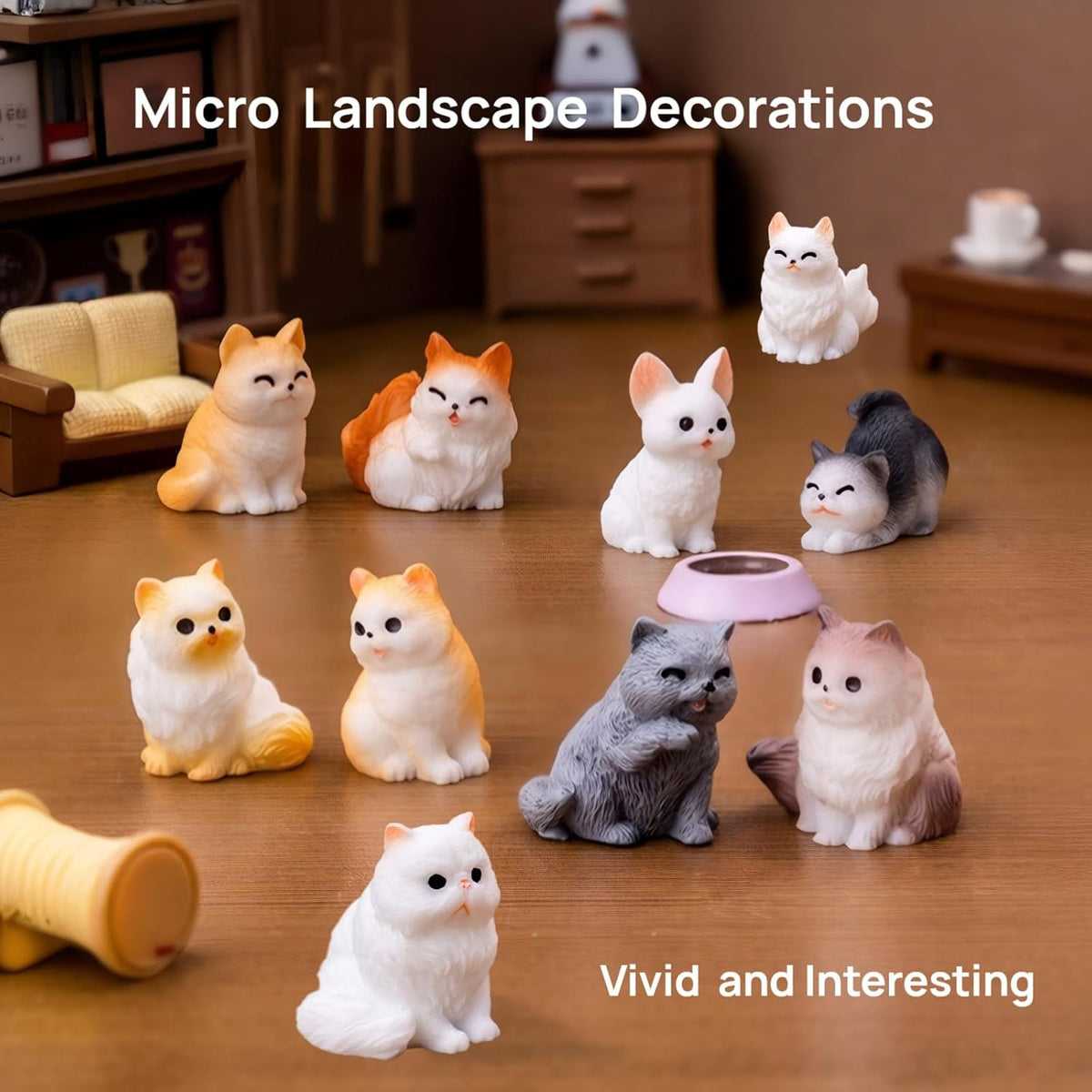 24 Pcs Mini Cat Dog Figurines, Realistic Resin Animal, Miniature Figurines