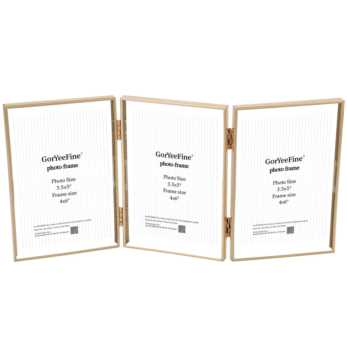 Gold 8x10'' Floating Frame Set of 2,For Photo Sizes( 5x7'',6x8'',7x9''),Beautiful Metal Beaded Edge Frames Adjustable Tabletop/Shelf Photo Frame,Classy Gift Choice for Wedding