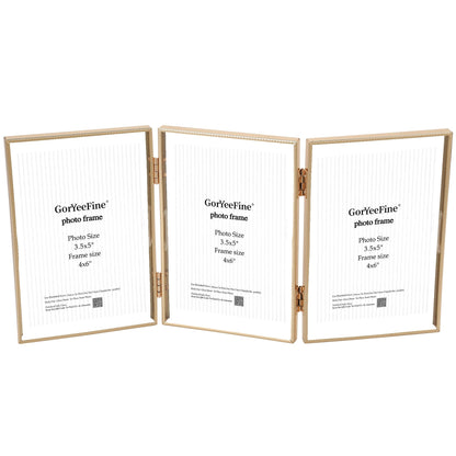 Gold 8x10'' Floating Frame Set of 2,For Photo Sizes( 5x7'',6x8'',7x9''),Beautiful Metal Beaded Edge Frames Adjustable Tabletop/Shelf Photo Frame,Classy Gift Choice for Wedding