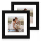 Hongkee 5x7 Picture Frame Set of 2, Real Glass and Wood Frame for Mat 4x6