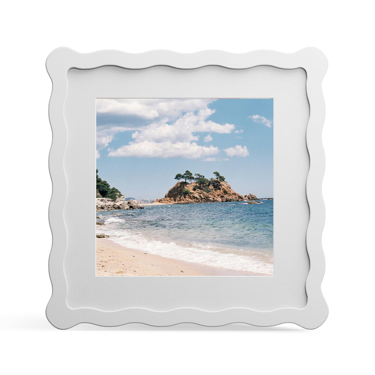 4x6 Picture Frame with Mat for 3.5x5, Wavy Edge Wooden Real Glass Photo Frame for Tabletop and Wall Hanging, Green, 1 Pack