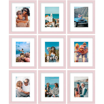 Vittanly 8x10 Picture Frames Set of 9 for Wall or Tabletop Display, Gold