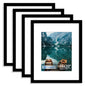 Hongkee 8x10 Picture Frame Set of 4, Real Glass and Wood Frame, 5x7 Mat