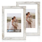 Hongkee 5x7 Picture Frame Set of 2, Real Glass and Wood Frame for Mat 4x6