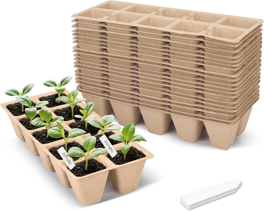 200 Cells Peat Pots, Seed Starter Trays Planting Trays for Seedlings