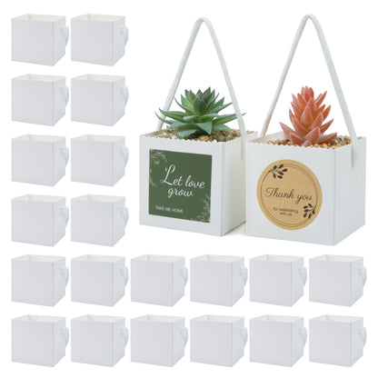 Temlum 2.5 Inch Succulent Wrap Bags (Fits 2.5″ Pots) with Thank You & Let Love Grow Stickers, Small Gift Box for Wedding, Baby Shower, Succulent Party Favors for Guests (Brown 40pcs)