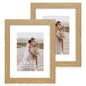 Hongkee 5x7 Picture Frame Set of 2, Real Glass and Wood Frame for Mat 4x6