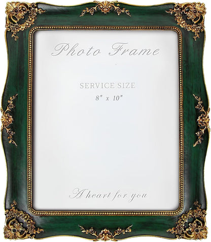 Vintage Picture Frame 8x10 Inch, Ornate Photo Frame (Green)