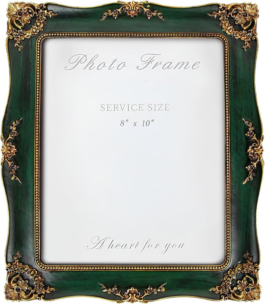 Vintage Picture Frame 8x10 Inch, Ornate Photo Frame (Green)