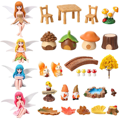Fairy Garden Accessories 30Pcs Mini Fall Resin Figurines