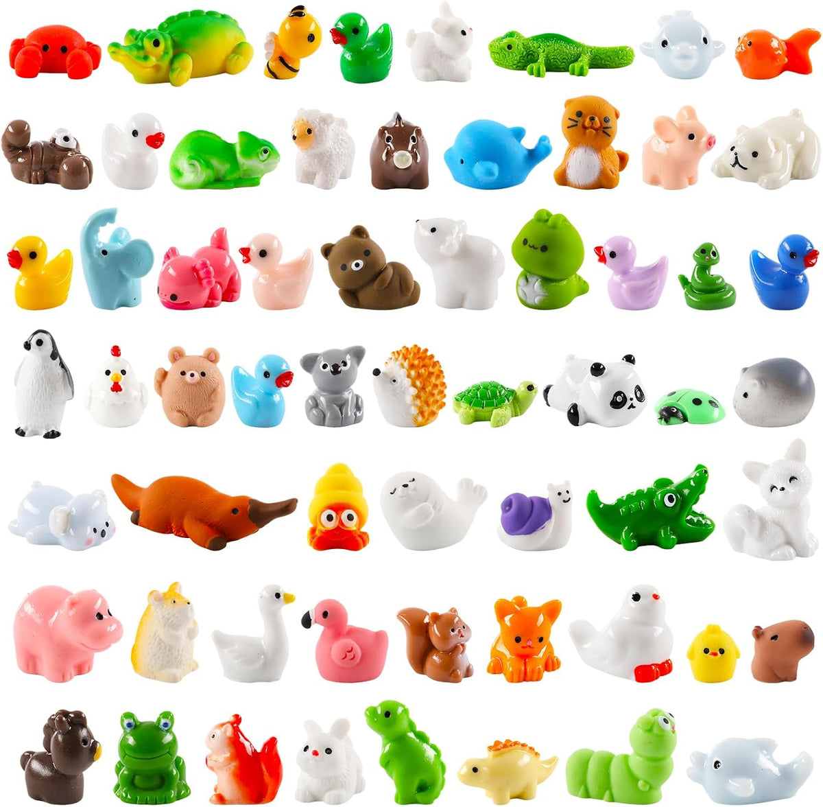 Prudiut 60 Pcs Mini Resin Animal Figures 60 Styles for Fairy Garden Decor