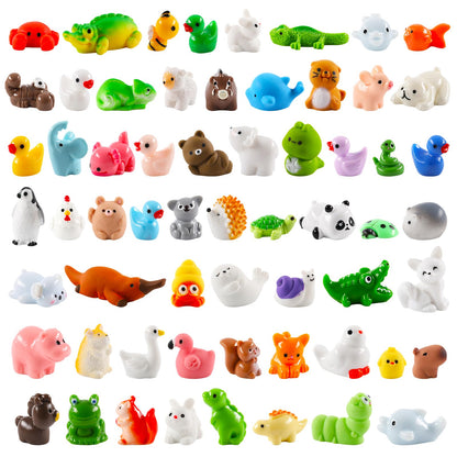 Prudiut 60 Pcs Mini Resin Animal Figures 60 Styles for Fairy Garden Decor