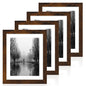 iRahmen 8x10 Picture Frame Set of 4, High Definition Real Glass Rustic Brown Frame, 8 x 10 Wood Photo Frames for Desktop Display and Wall Mounting