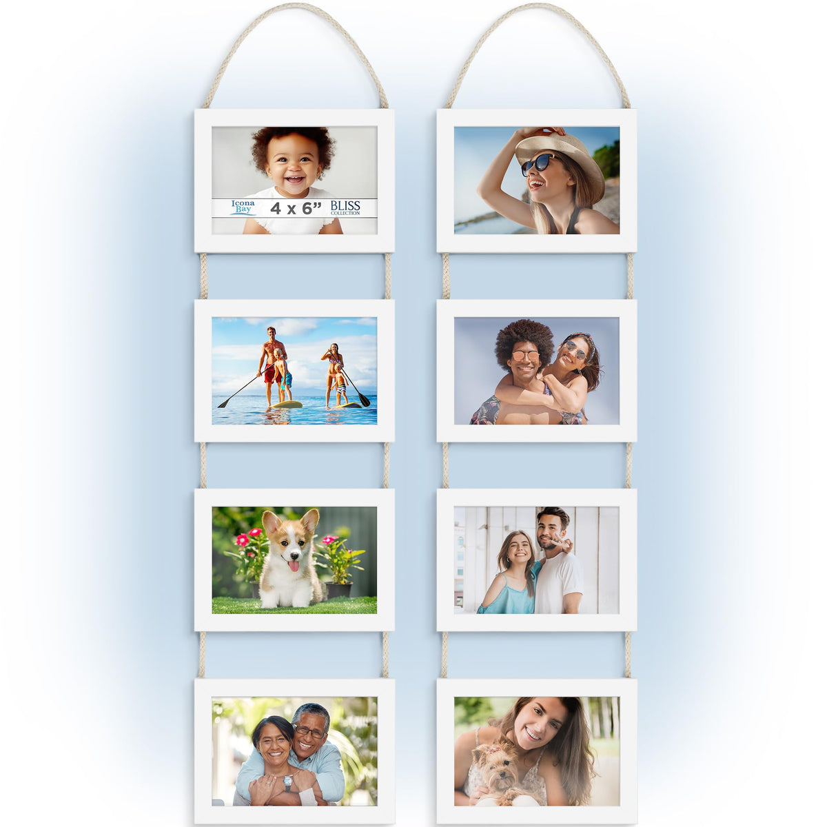 4x6 Hanging Picture Frames Collage with 8 Openings - Rustic Brown, 2 PK