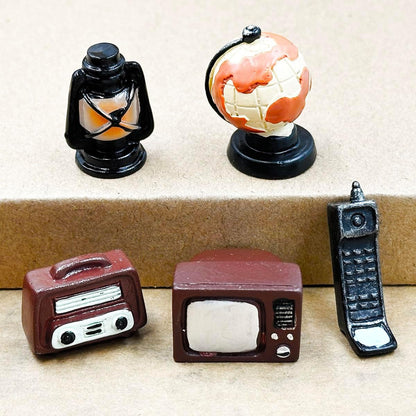 Suartus Miniature Home Appliances Retro Furniture - 13Pcs 1inch Mini Simulated Resin Camera Telephone TV Figurines Models Ornaments for DIY Diorama Micro Landscape Craft Accessories Decor