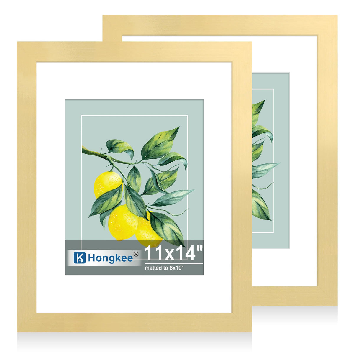Hongkee 5x7 Picture Frame Set of 2, Real Glass and Wood Frame for Mat 4x6