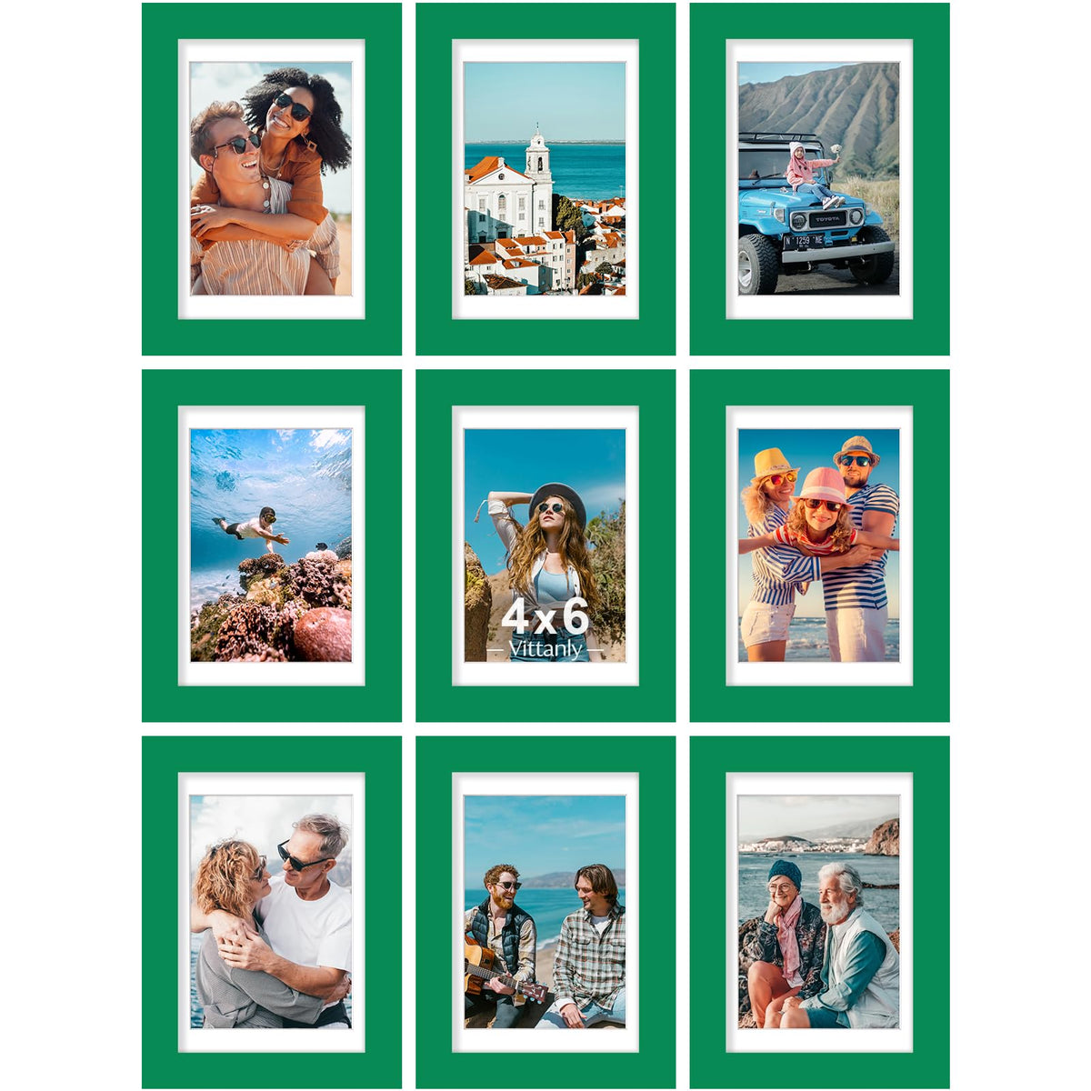 Vittanly 8x10 Picture Frames Set of 9 for Wall or Tabletop Display, Gold