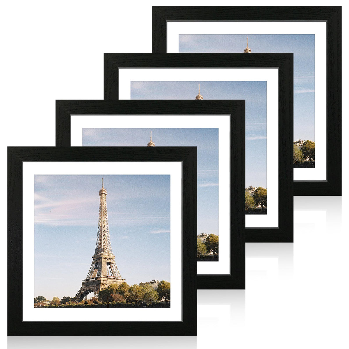 iRahmen 8x10 Picture Frame Set of 4, High Definition Real Glass Rustic Brown Frame, 8 x 10 Wood Photo Frames for Desktop Display and Wall Mounting