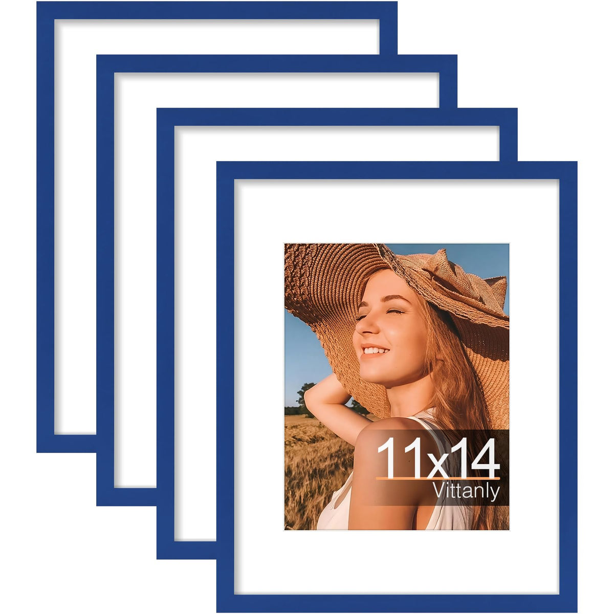 Vittanly 8x10 Picture Frames Set of 4, for Wall or Tabletop, Pale Pink
