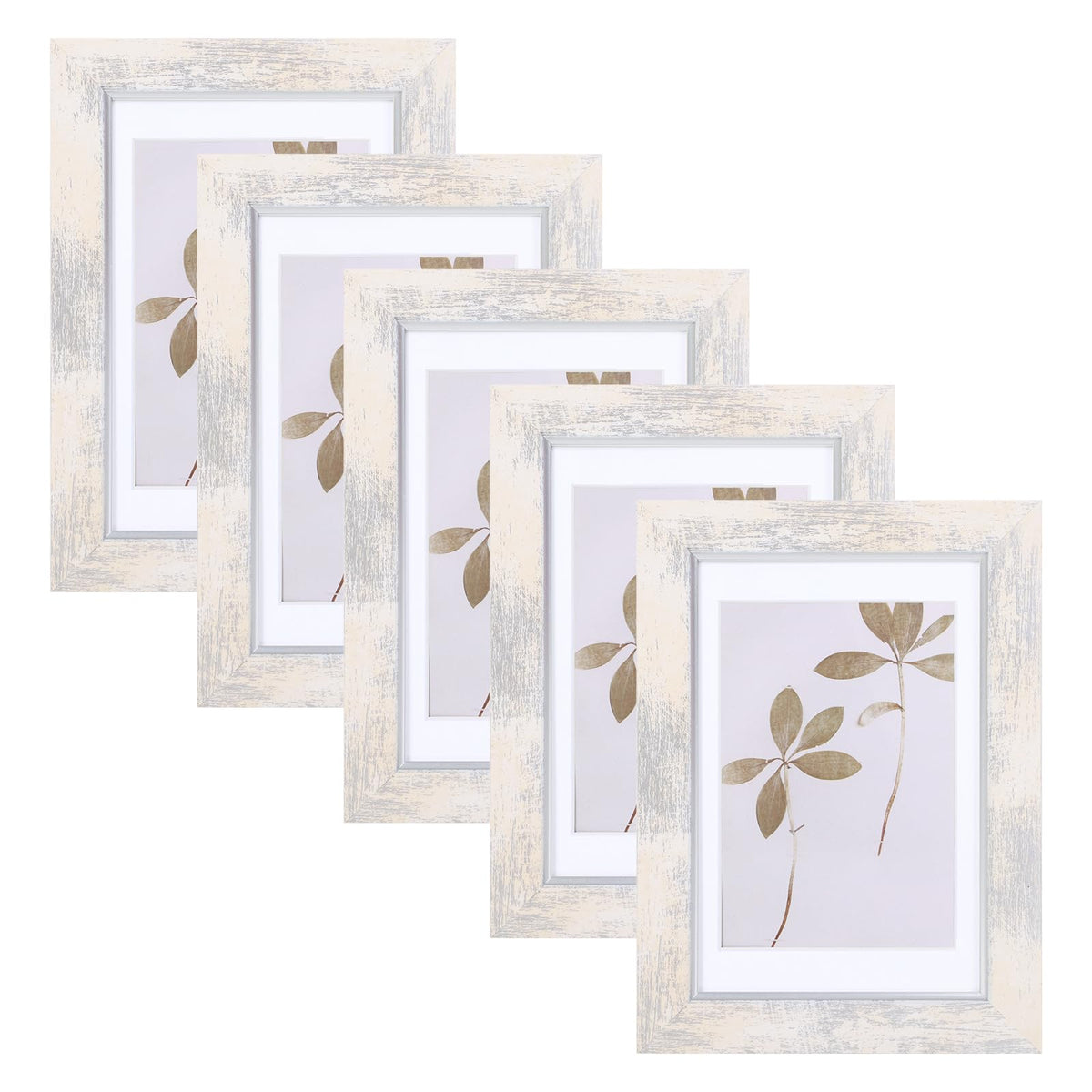 Fixwal 5x7 Picture Frame Set of 5 with Tempered Glass, Multicolor