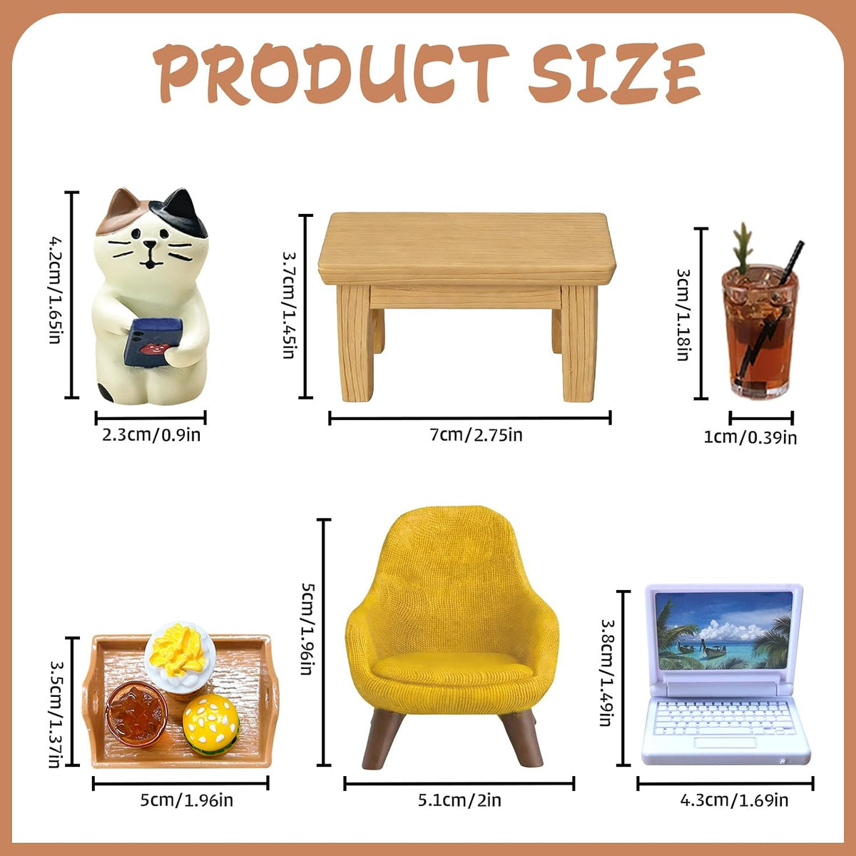 11-Piece Cats Figurines Playing Phone Cat Office Decor